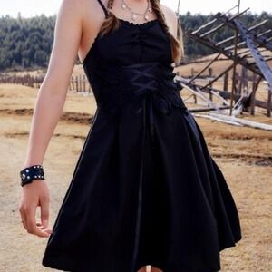 NEW Romwe Corset Dress Small Black Gothic Grunge Coquette Dress Whimsy Skater